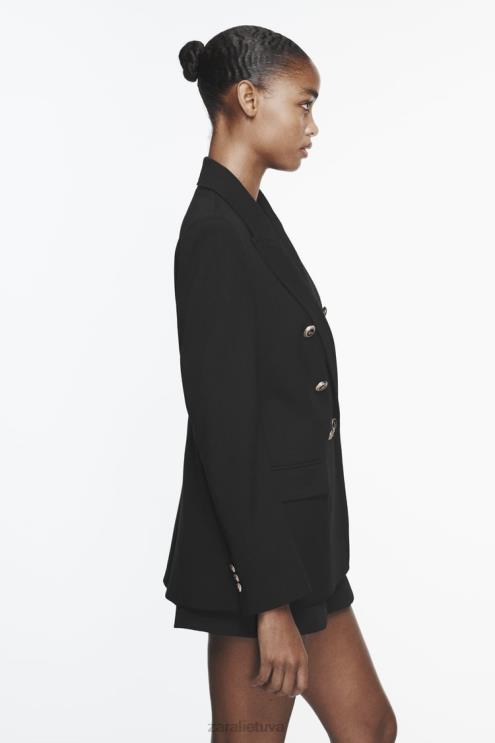 moterys Zara pasiūtas dvipusis švarkas juodas apranga 4N488151