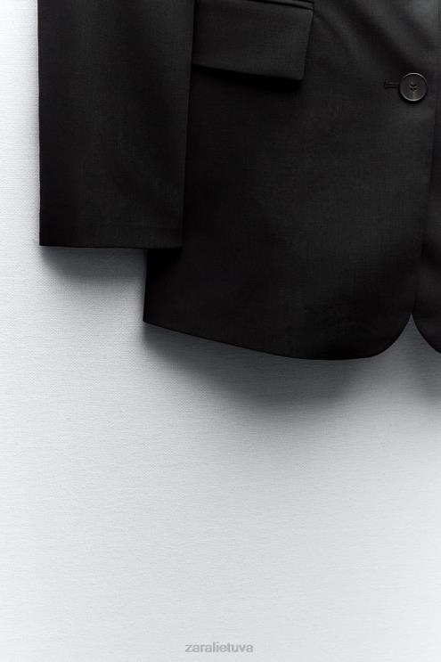 moterys Zara pritaisytas pasiūtas švarkas juodas apranga 4N488144