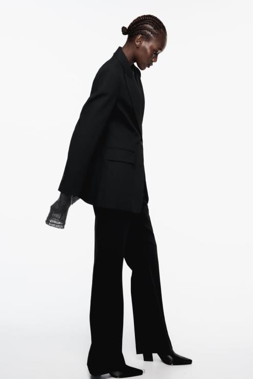 moterys Zara pritaisytas pasiūtas švarkas juodas apranga 4N488144