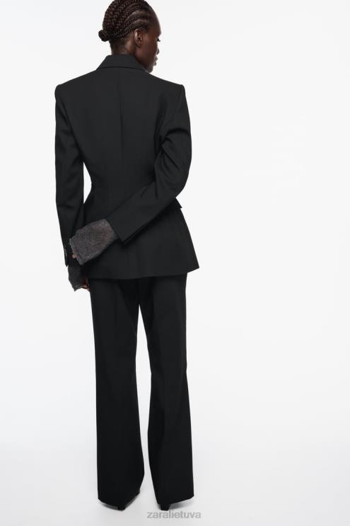 moterys Zara pritaisytas pasiūtas švarkas juodas apranga 4N488144