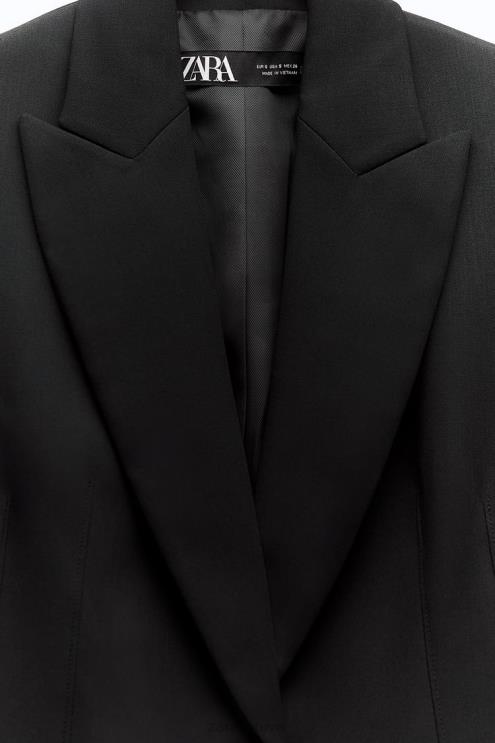 moterys Zara pritaisytas pasiūtas švarkas juodas apranga 4N488144