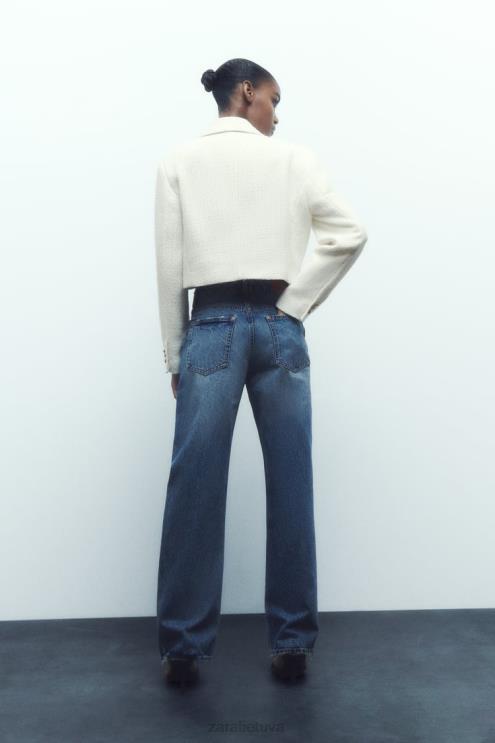 moterys Zara tekstūruotas trumpas švarkas ekru apranga 4N488173