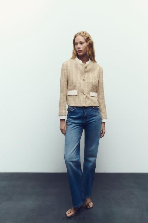 moterys Zara tekstūruotas trumpas švarkas įvairiaspalvis apranga 4N488169