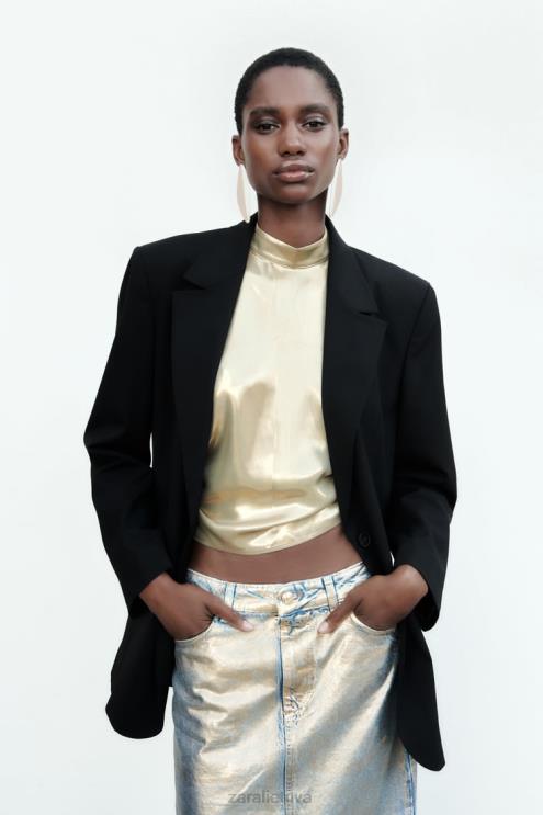 moterys Zara tiesaus kirpimo švarkas juodas apranga 4N488159