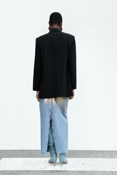 moterys Zara tiesaus kirpimo švarkas juodas apranga 4N488159