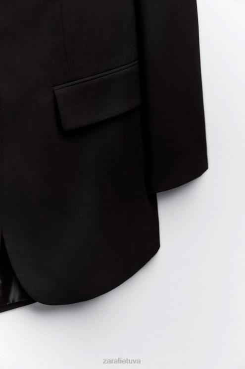 moterys Zara tiesaus kirpimo švarkas juodas apranga 4N488159