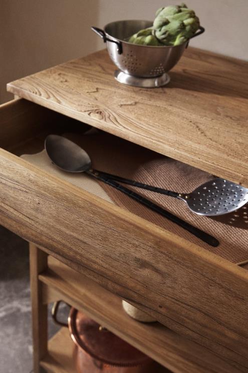 unisex Zara medinis sandėliukas šviesiai smėlio spalvos priedai 4N4881682