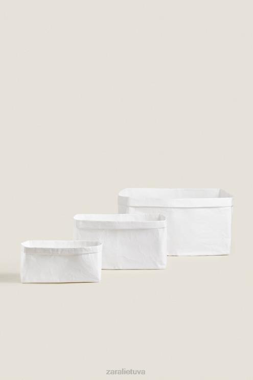 unisex Zara popieriaus dizaino organizatoriaus krepšelis baltas priedai 4N4881696