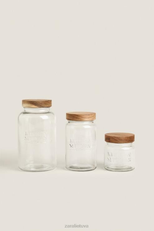 unisex Zara užsukamas stiklinis indas šviesiai smėlio spalvos priedai 4N4881684