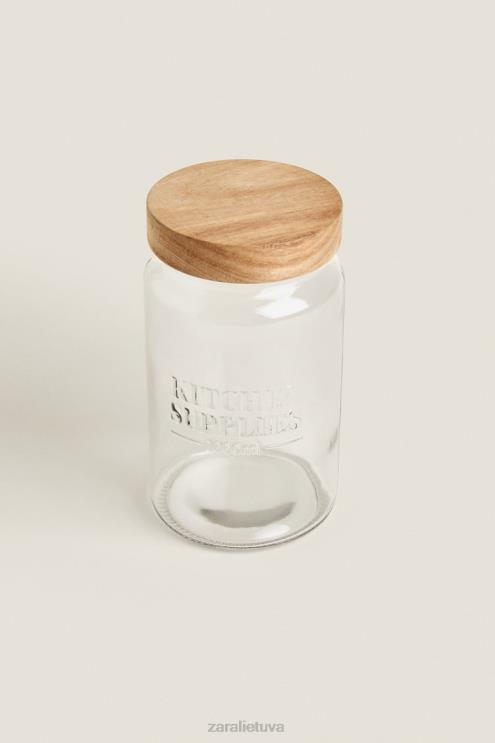 unisex Zara užsukamas stiklinis indas šviesiai smėlio spalvos priedai 4N4881684