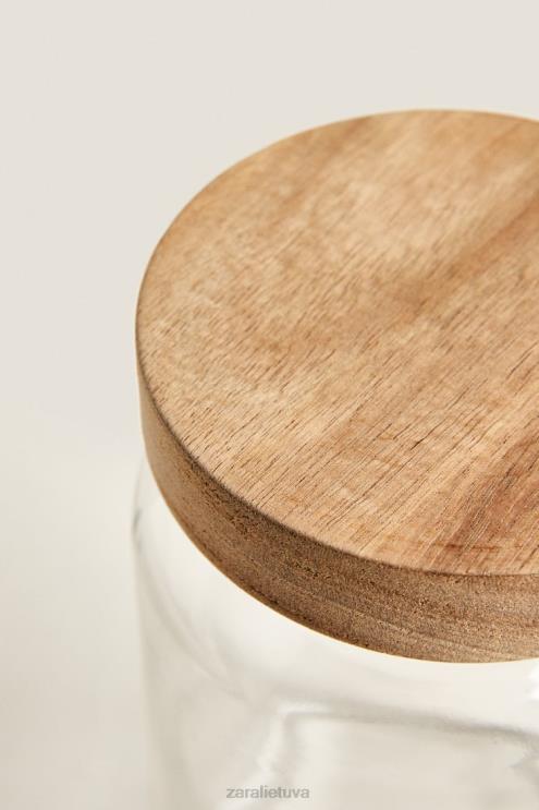 unisex Zara užsukamas stiklinis indas šviesiai smėlio spalvos priedai 4N4881684