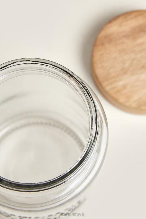 unisex Zara užsukamas stiklinis indas šviesiai smėlio spalvos priedai 4N4881684