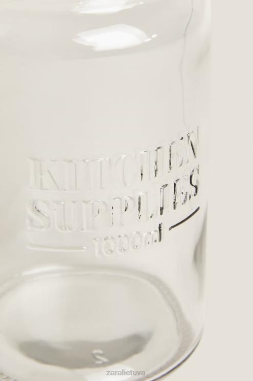 unisex Zara užsukamas stiklinis indas šviesiai smėlio spalvos priedai 4N4881684