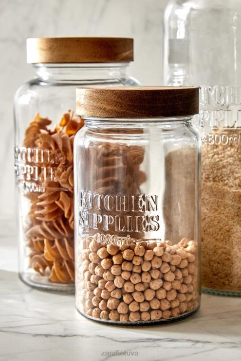 unisex Zara užsukamas stiklinis indas šviesiai smėlio spalvos priedai 4N4881684