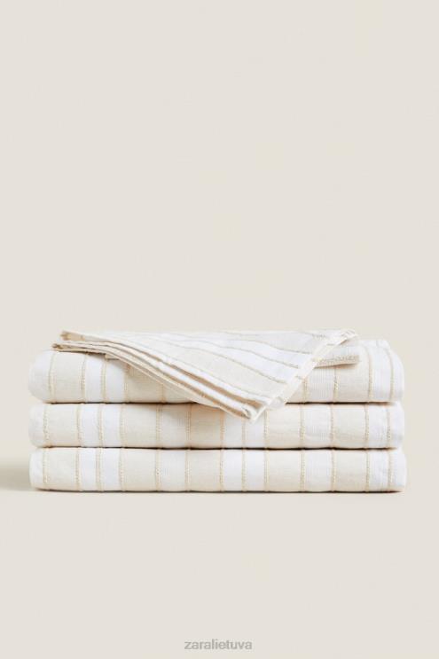 unisex Zara dažytų siūlų dryžuota staltiesė ekru priedai 4N4881672