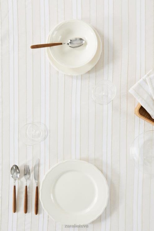 unisex Zara dažytų siūlų dryžuota staltiesė ekru priedai 4N4881672