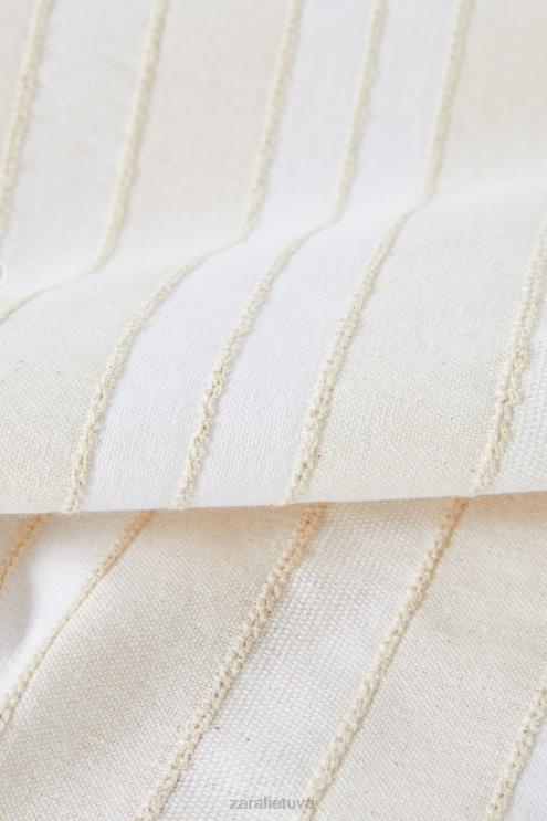 unisex Zara dažytų siūlų dryžuota staltiesė ekru priedai 4N4881672