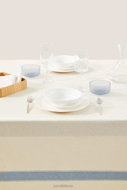 unisex Zara dažytų siūlų dryžuota staltiesė mėlyna priedai 4N4881674