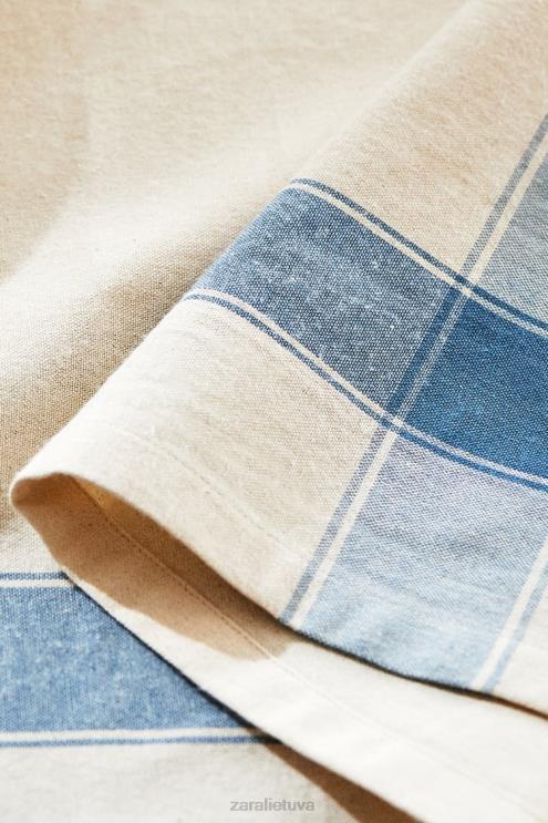 unisex Zara dažytų siūlų dryžuota staltiesė mėlyna priedai 4N4881674