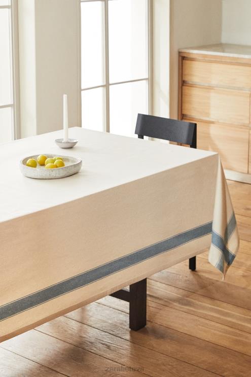 unisex Zara dažytų siūlų dryžuota staltiesė mėlyna priedai 4N4881674