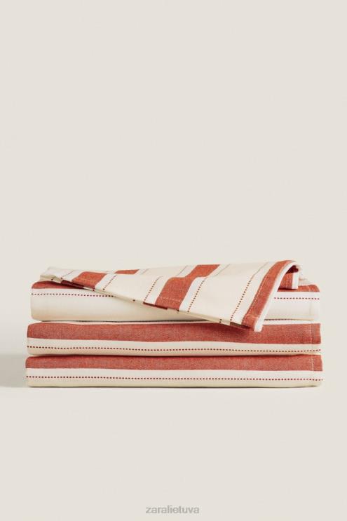 unisex Zara dažytų siūlų dryžuota staltiesė plyta priedai 4N4881664