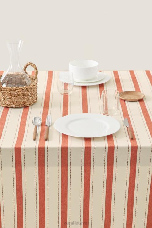 unisex Zara dažytų siūlų dryžuota staltiesė plyta priedai 4N4881664