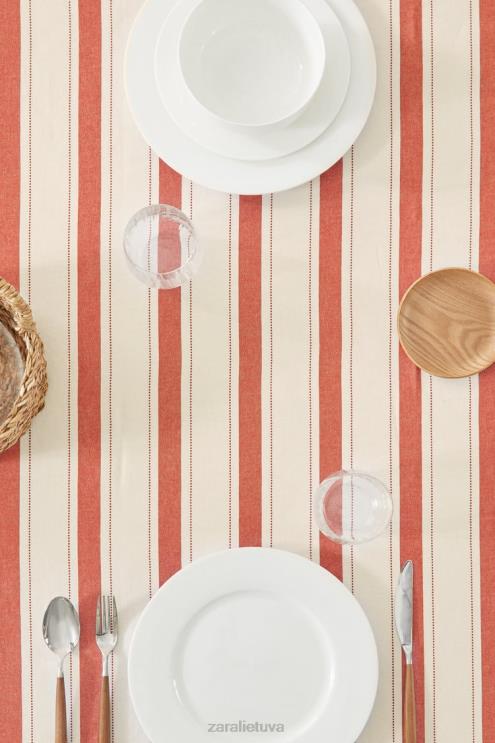 unisex Zara dažytų siūlų dryžuota staltiesė plyta priedai 4N4881664