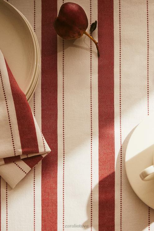 unisex Zara dažytų siūlų dryžuota staltiesė plyta priedai 4N4881664