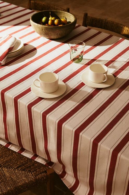 unisex Zara dažytų siūlų dryžuota staltiesė plyta priedai 4N4881664