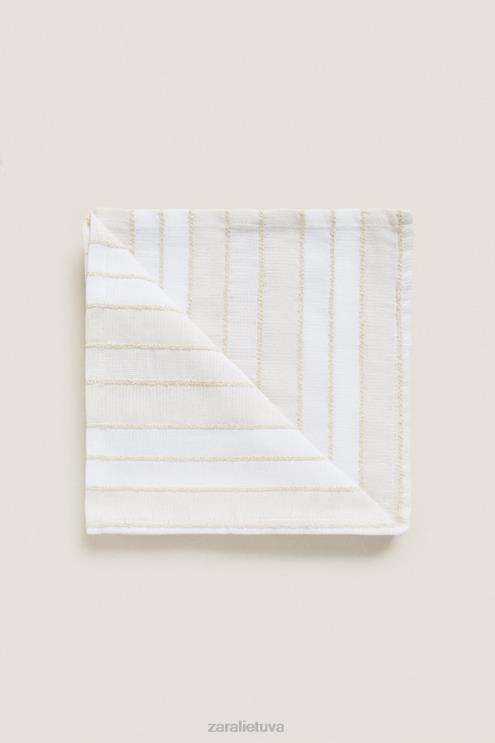 unisex Zara dažytų siūlų dryžuotos servetėlės ​​(2 vnt.) ekru priedai 4N4881673