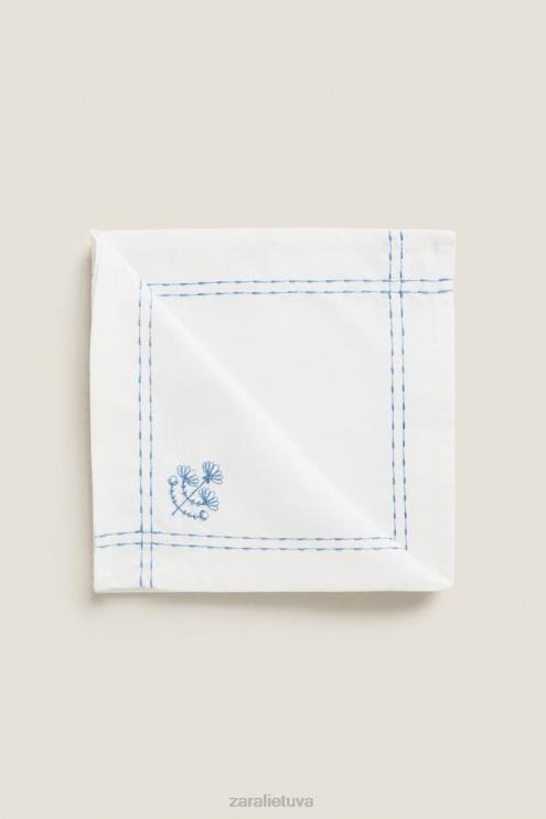 unisex Zara servetėlė su gėlių siuvinėjimu mėlyna priedai 4N4881677