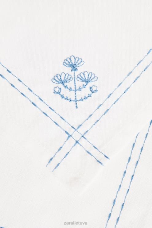 unisex Zara servetėlė su gėlių siuvinėjimu mėlyna priedai 4N4881677