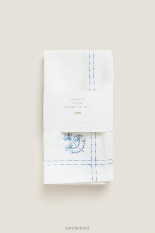 unisex Zara servetėlė su gėlių siuvinėjimu mėlyna priedai 4N4881677