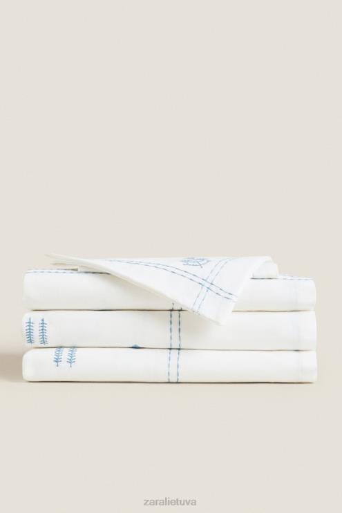 unisex Zara siuvinėta gėlių staltiesė mėlyna priedai 4N4881676