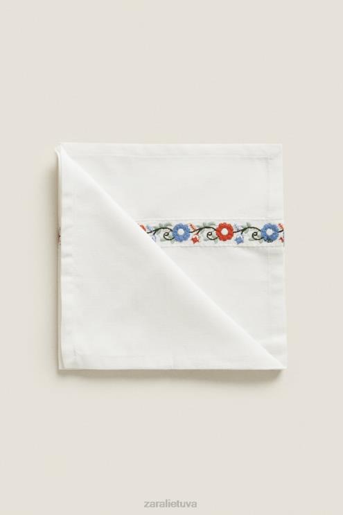 unisex Zara siuvinėtos medvilninės servetėlės ​​(2 vnt.) baltas priedai 4N4881663