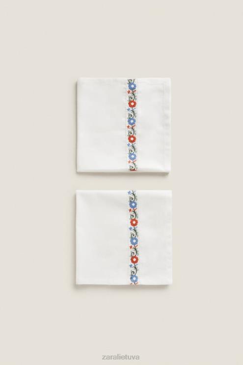 unisex Zara siuvinėtos medvilninės servetėlės ​​(2 vnt.) baltas priedai 4N4881663