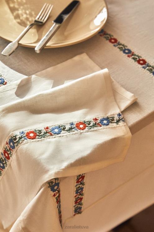 unisex Zara siuvinėtos medvilninės servetėlės ​​(2 vnt.) baltas priedai 4N4881663