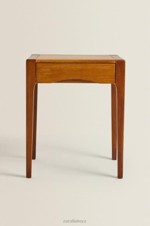 unisex Zara ąžuolinis naktinis staliukas su stalčiumi tamsiai rudas priedai 4N4881629