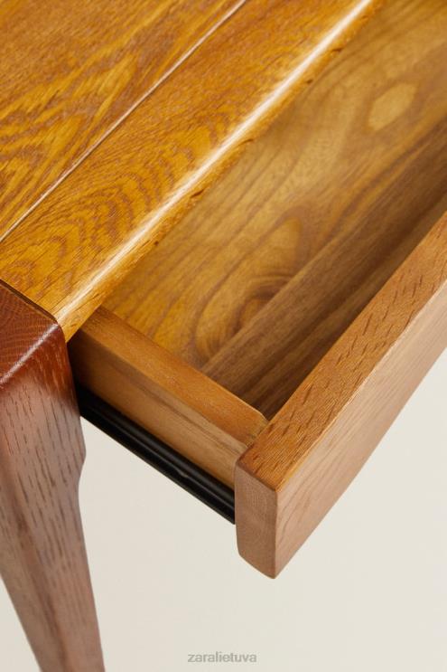 unisex Zara ąžuolinis naktinis staliukas su stalčiumi tamsiai rudas priedai 4N4881629