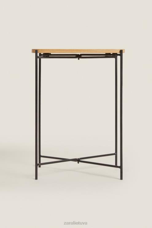 unisex Zara ąžuolinis šoninis staliukas juodas priedai 4N4881631