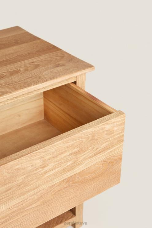 unisex Zara ąžuolo medienos naktinis staliukas šviesiai smėlio spalvos priedai 4N4881628