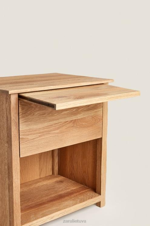 unisex Zara ąžuolo medienos naktinis staliukas šviesiai smėlio spalvos priedai 4N4881628