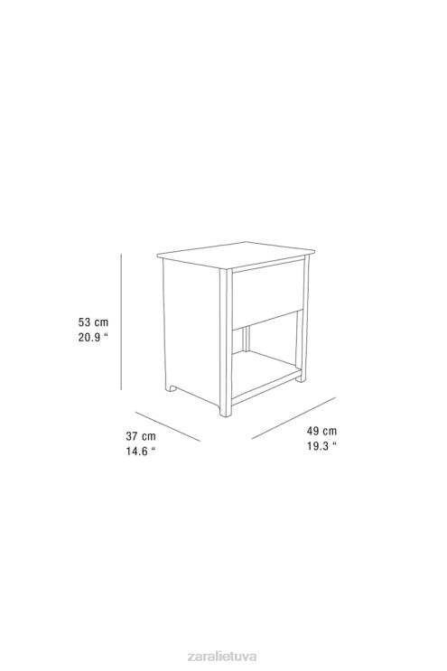 unisex Zara ąžuolo medienos naktinis staliukas šviesiai smėlio spalvos priedai 4N4881628