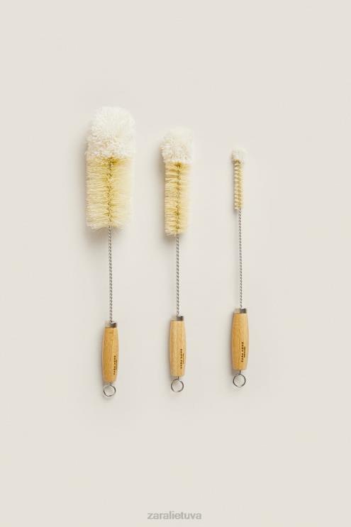 unisex Zara buteliuko šepetys (3 vnt. pakuotėje) šviesiai smėlio spalvos priedai 4N4881790