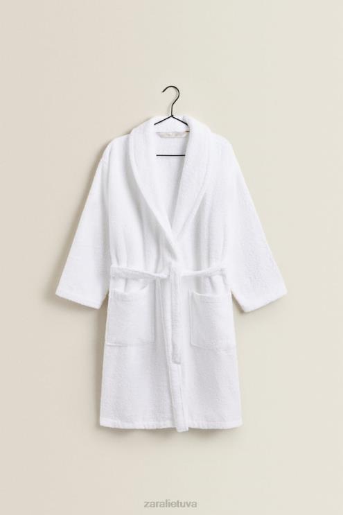 unisex Zara aukščiausios kokybės medvilninis chalatas baltas priedai 4N4881736