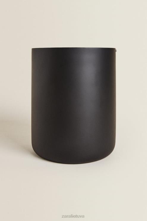 unisex Zara dervos makulatūros krepšelis su dangteliu juodas priedai 4N4881723