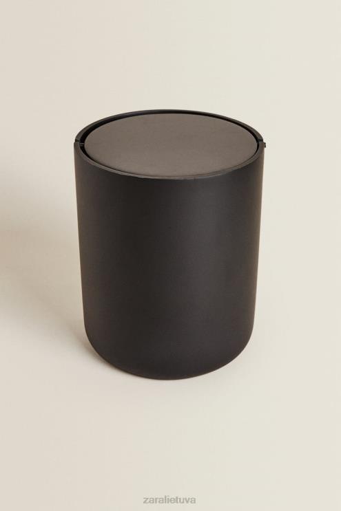 unisex Zara dervos makulatūros krepšelis su dangteliu juodas priedai 4N4881723