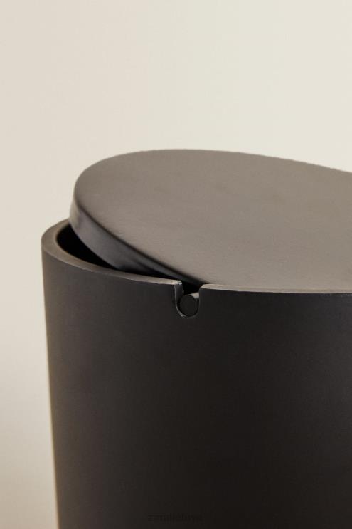 unisex Zara dervos makulatūros krepšelis su dangteliu juodas priedai 4N4881723