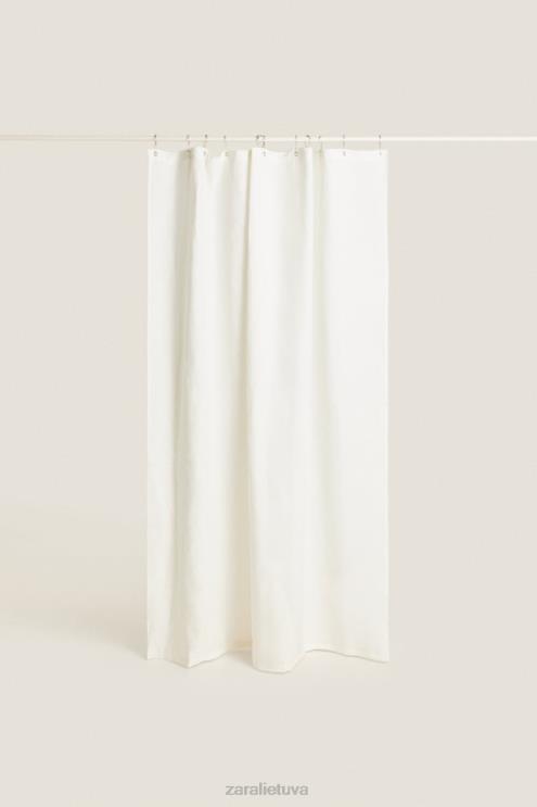 unisex Zara lininė dušo užuolaida austrių baltumo priedai 4N4881702