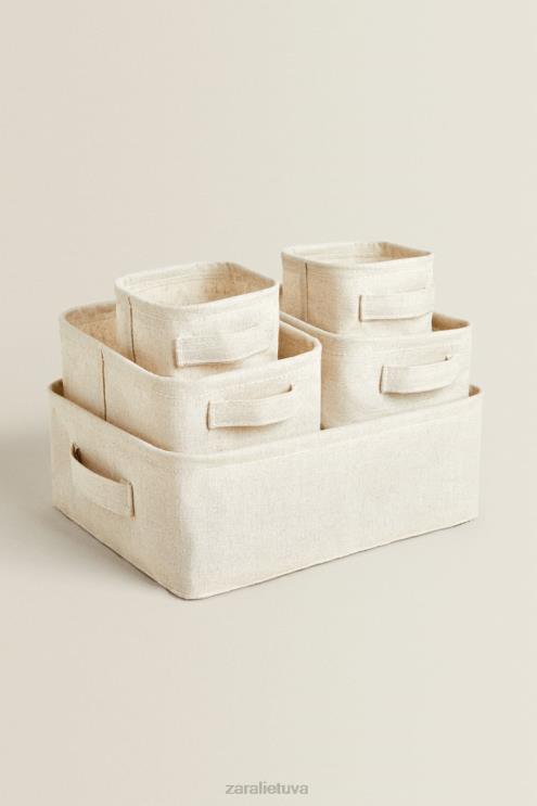 unisex Zara medvilnės ir lino tvarkyklė dėžutė šviesiai smėlio spalvos priedai 4N4881712
